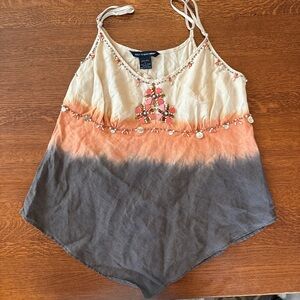 Saint Tropez West Beaded Camisole - Cream, Orange, and Brown